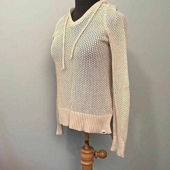 Roxy Women's Tan Sheer Open Knit Long Sleeve Sweater - Picture 3 of 8